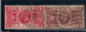 GB #227-228  George V  Silver Jubilee (U) CV $2.50