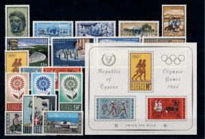 [51654] Cyprus 1964 Complete Year Set with Miniature sheet MNH