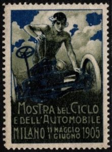 1905 Italy Poster Stamp Bicycle And Automobile Exhibition Milan May 11-1 June