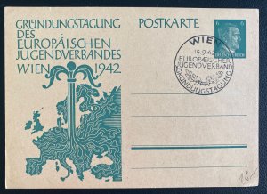 1942 Vienna Germany Postcard First Day Cover FDC European Youths Bands