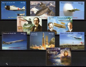 Sao Tome and Principe 2004 HISTORY OF THE AVIATION-CONCORDE Set Perforated MNH