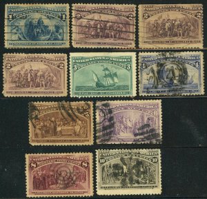 USA #230-237 Columbian Exposition Postage Stamp Collection 1893 Used 
