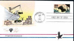 Pugh Designed/Painted WWII Lend-Lease Act FDC...38 of 199 created!