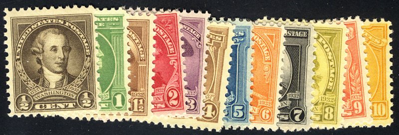 US #704 - 715 COMPLETE SET, VF/XF mint never hinged,  a lovely complete set, ...