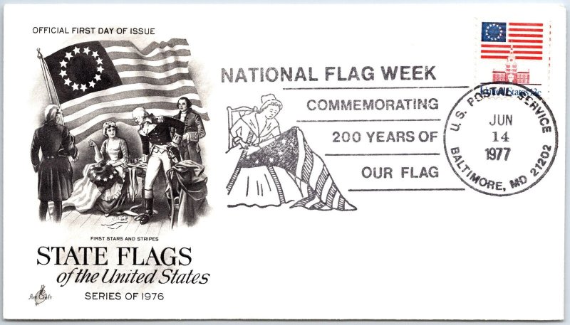 US SPECIAL EVENT COVER NATIONAL FLAG WEEK 200 YEARS AT BALTIMORE MD 1977 T6