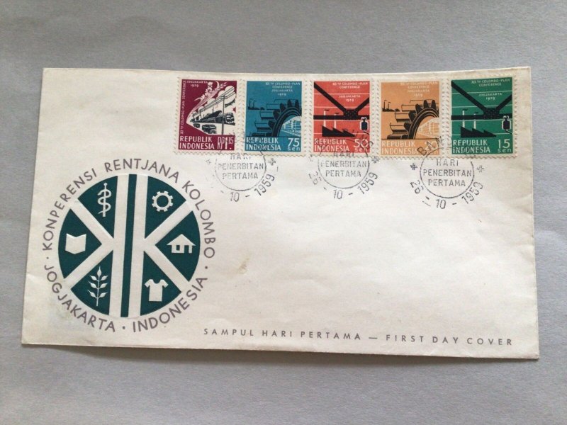 Republic Indonesia 1959 Colombo Conference multi stamp postal cover 66244 