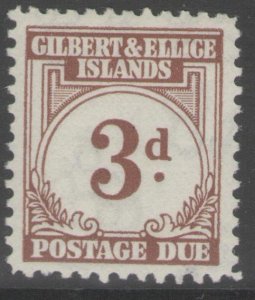 GILBERT & ELLICE IS. SGD3 1940 3d BROWN MTD MINT