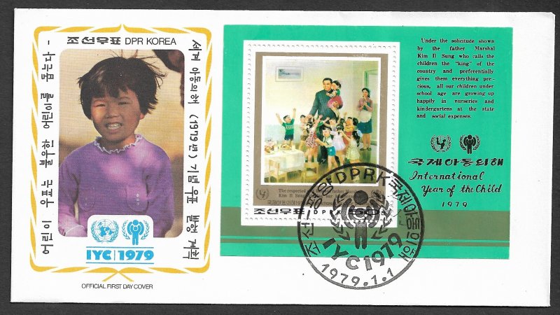 KOREA NORTH 1979 IYC Souvenir Sheet Sc 1781 on CACHET U/A FDC