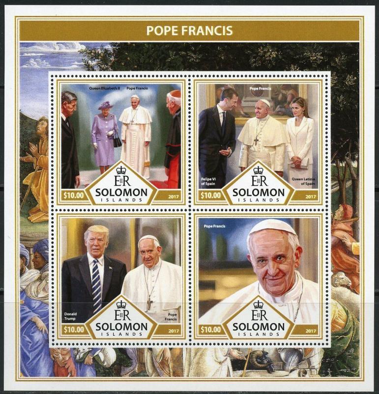 SOLOMON ISLANDS 2017 POPE FRANCIS SHEET  MINT NEVER HINGED