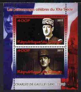 CONGO - 2011 - Charles de Gaulle - Perf 2v Sheet - MNH - Private Issue