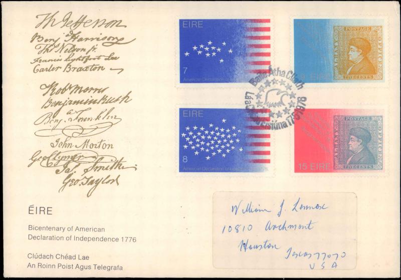 Ireland, Worldwide First Day Cover, Americana