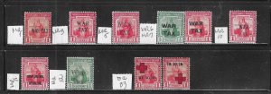 TRINIDAD TOBAGO SCOTT #MR1/MR3/MR5-7/MR10-12/B2-B3 1916-17 BOB- MINT HINGED