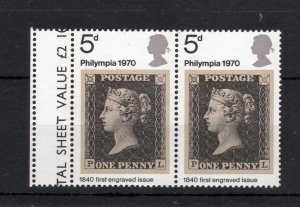 5d PHILYMPIA UNMOUNTED MINT PAIR + ADDITIONAL PERFS IN LEFT MARGIN