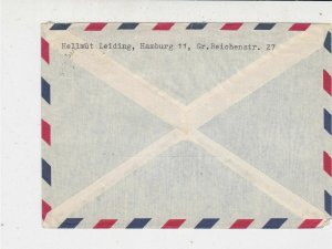 Germany Hamburg 1952 Airmail Multiple Posthorn Stamps Cover to Brooklyn Rf 32303