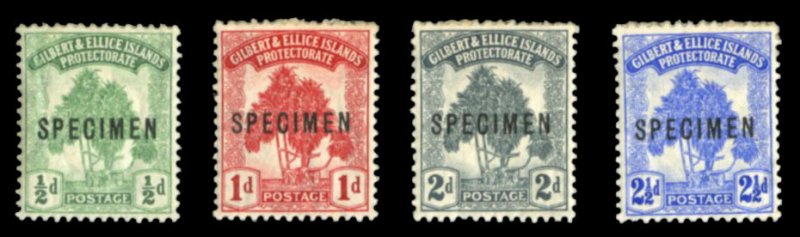 Gilbert and Ellice Islands #8-11S (SG 8-11s) Cat£180, 1911 1/2p-2 1/2p, set ...