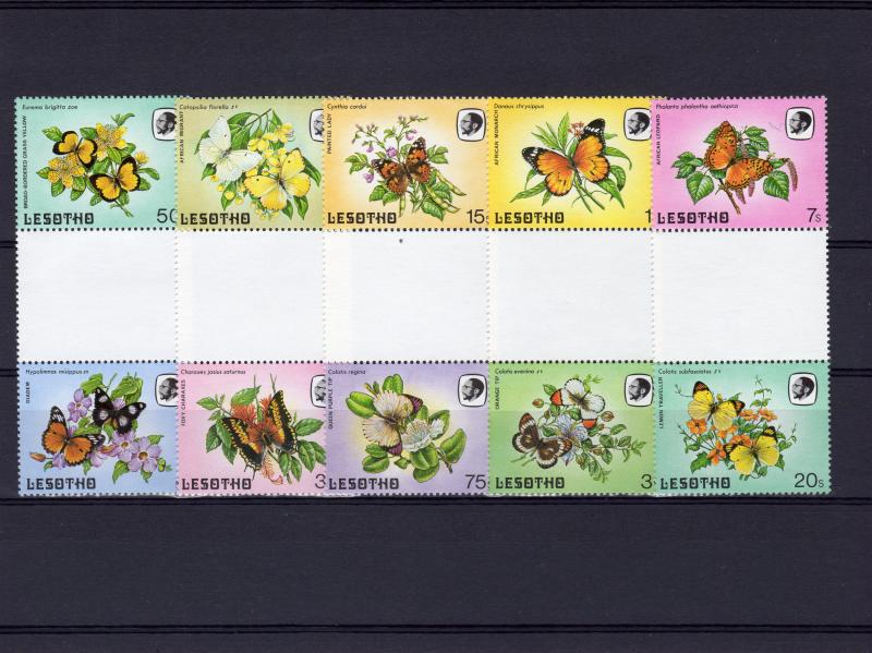 Lesotho 1984 Sc#C421/436 BUTTERFLIES inter-paneau se-tenant gutter-pairs MNH