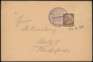 Germany 1938 Friedrichswald Sudetenland Annexation Provisional Cover G67109