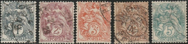 France, #109-113  Used From 1900-29