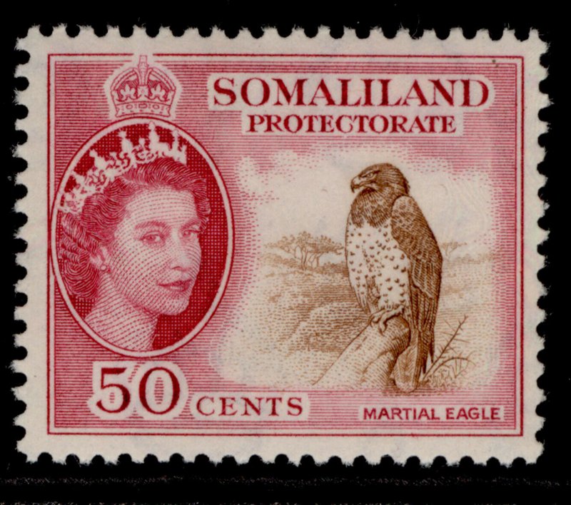 SOMALILAND PROTECTORATE QEII SG143, 50c brown & rose-carmine, M MINT. 