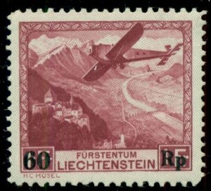 LIECHTEINSTEIN #C14 60rp Airmail, og, NH, VF, Scott $130.00