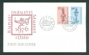 Norway. 1976 FDC. Cachet. Art, Industry Museum  . Sc# 673-674.