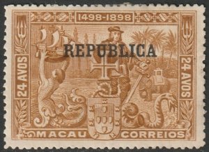 Macao 1913 Sc 194 MH* large hinge thin