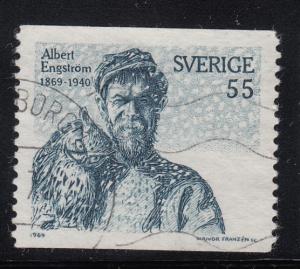 Sweden 1969 used Sc #818 55o Albert Engstrom with owl, self-portrait