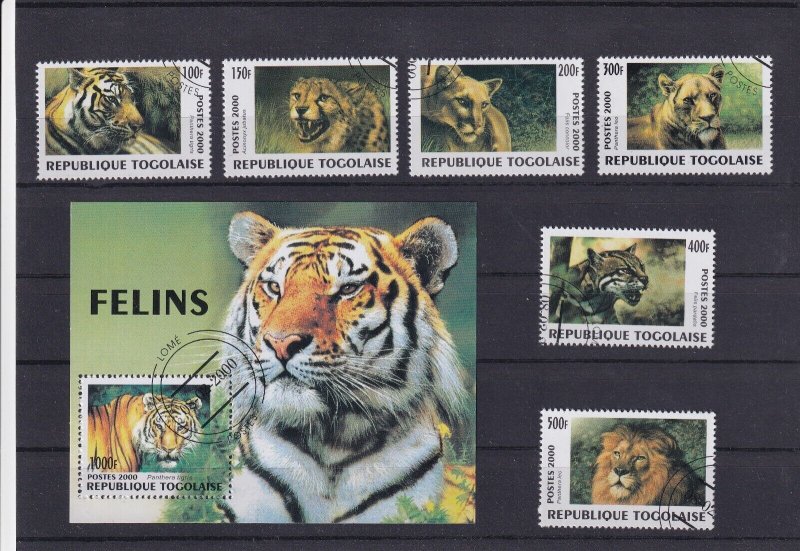 SA19d Togo 2000 Tigers and Lions minisheets + stamps used
