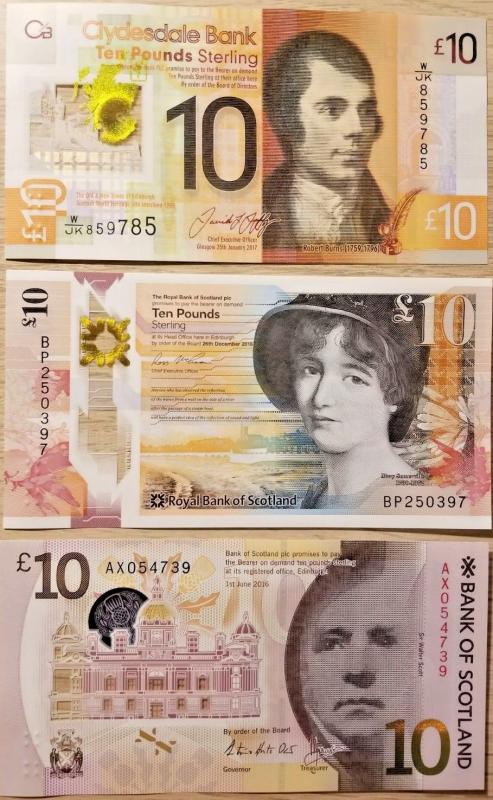 C Scottish Bank Notes 3 Pc Unc Nd 2016 2017 Hipstamp