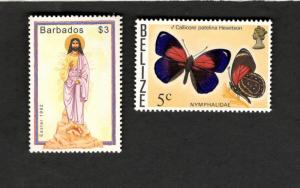 Barbados SC #350 #821 MNH stamps Butterflies