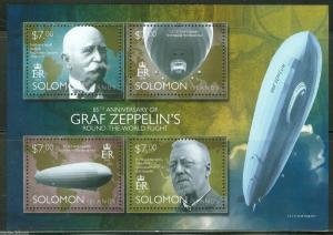 SOLOMON ISLANDS 2014 85th ANN OF GRAF ZEPPELIN'S ROUND WORLD FLIGHT SHT  MINT NH