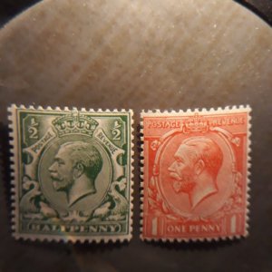 GB 177 & 178 1/2 p and 1 p ( green & scar)