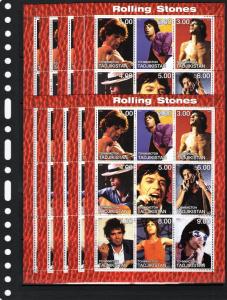 Tajikistan  2000  10 x  Rolling Stones Sheetlets Perforated MNH