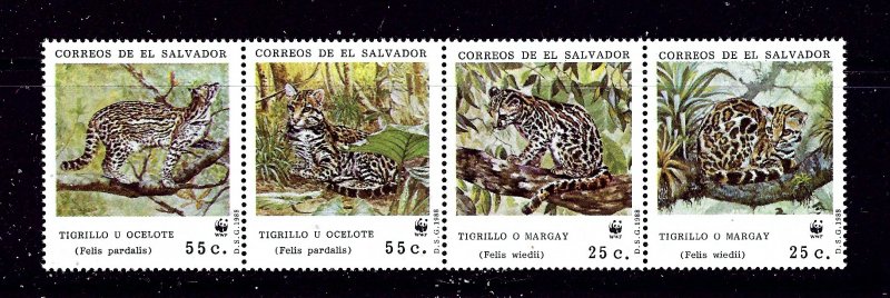 El Salvador 1194 MNH 1988 W.W.F. strip of 4