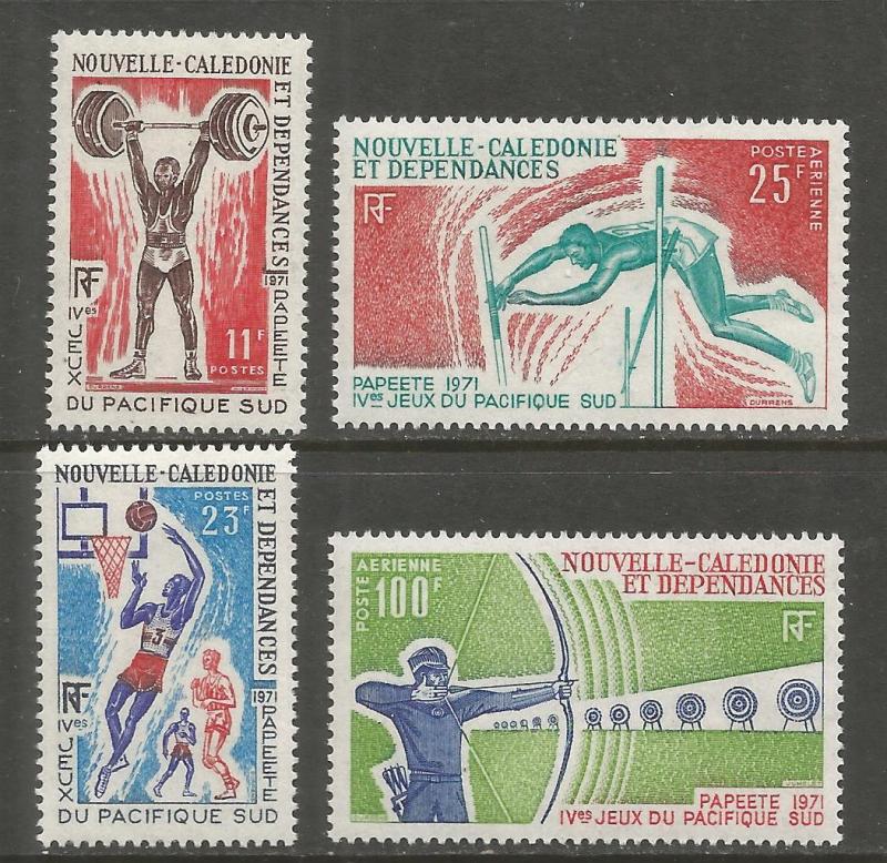 NEW CALEDONIA  391-392, C82-C83  MINT HINGED,  4TH SOUTH PACIFIC GAMES