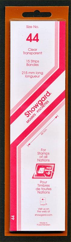 Showgard Stamp Mounts Size 44 / 215 CLEAR Background Pack of 15