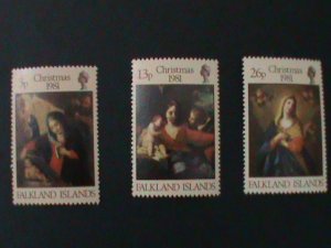 ​FALKLAND ISLANDS-1981-SC#331-3  THE HOLLY VIRGIN-FAMOUS PAINTINGS-MNH-VF