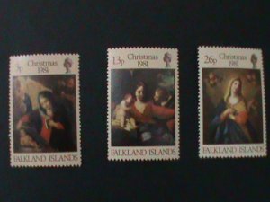 ​FALKLAND ISLANDS-1981-SC#331-3  THE HOLLY VIRGIN-FAMOUS PAINTINGS-MNH-VF