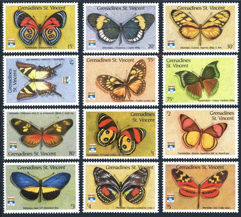 St Vincent Gren 882-893, MNH see perforation. Butterflies 1992.