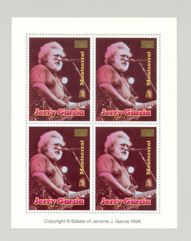 Montserrat #928 Jerry Garcia, Music Missing $1.50 Denomination 1v Error M/S of 4