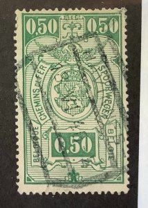 Belgium 1941 Parcel & Railway, Scott Q243 used - 50c, Coat of Arms, Numeral