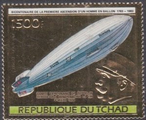 CHAD Sc# 270A MNH GOLD EMBOSSED BALLOON BICENTENARY with DIRIGIBLE