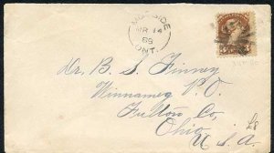 Canada Small Queen #41a cover.  Mosside, ONT. one-of  Circa 1888   (543)