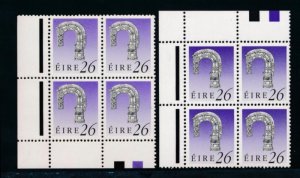 IRELAND 778 MINT NH 26p CCB BLOCKS 4 INCLUDES 1 EA. DIFF.PAPERS