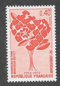 France Scott 1342 MNHOG - 1972 Blood Donation Issue