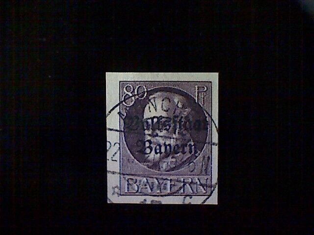 Stamp, Germany, Bavaria, Scott#169, used(o), imperforated, 80pf, violet 