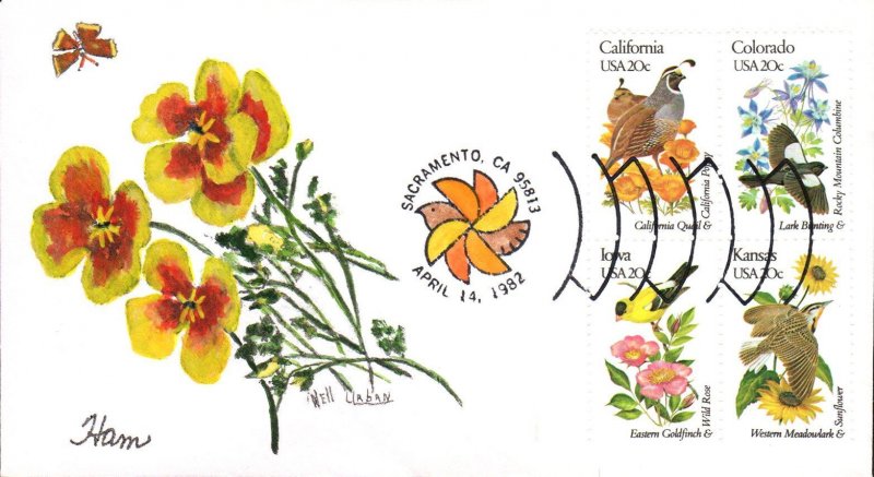 #1953-2002 Birds - Flowers Ham FDC Set