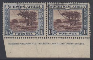 South West Africa SWA Scott 115 - SG80, 1931 George V 1/- Pair used