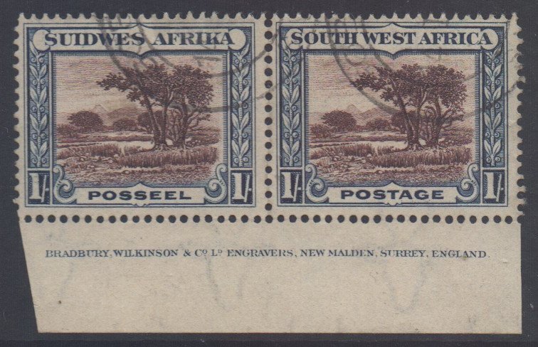 South West Africa SWA Scott 115 - SG80, 1931 George V 1/- Pair used