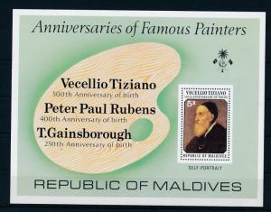 [36742] Maldives 1977 Painters Tiziano Rubens Gainsborough Souvenir Sheet MNH